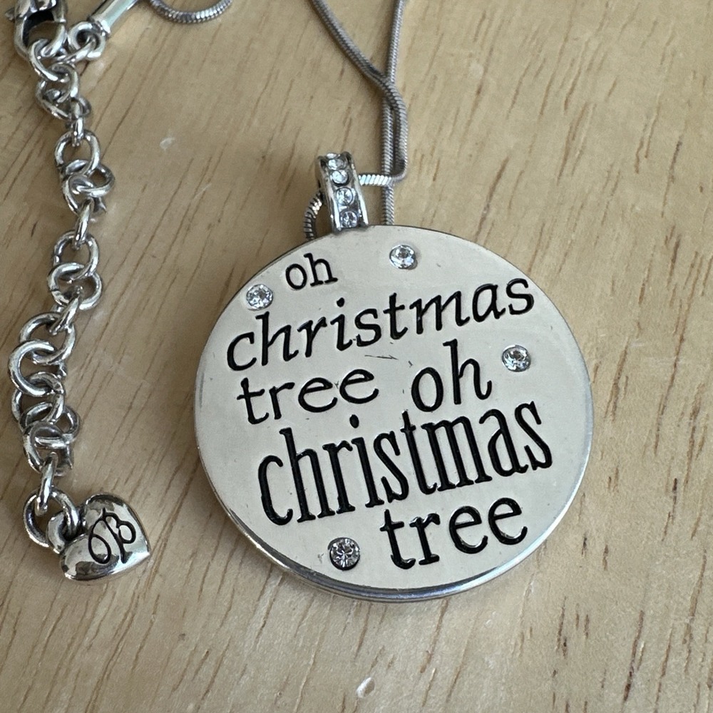 Brighton‎ Reversible Oh Christmas Tree Crystal Pendant Necklace 18.5 Inch Adjust - Picture 4 of 8
